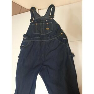 Toughskins 42 27 Mens Denim Overalls Dark Wash Vintage Union Made USA Carpenter